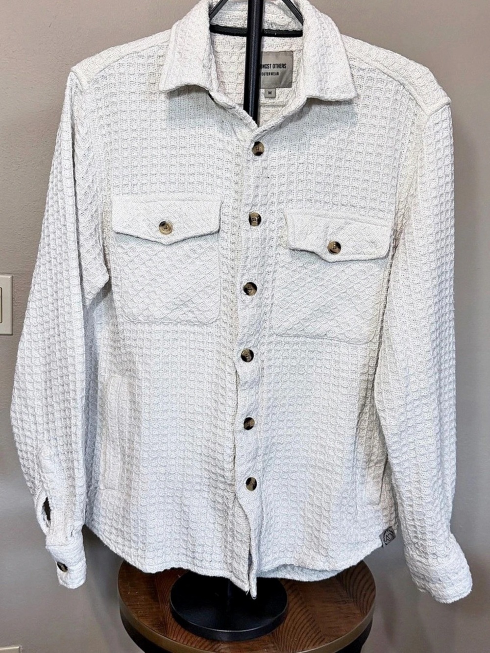 Amongst Others Textured Shirt Jacket in White Size Medium